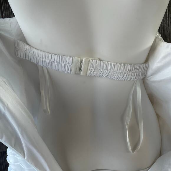 🔥NWT Bridess Strapless Ruched Beaded Chapel Train Contemporary Wedding Dress 8 - Picture 11 of 17